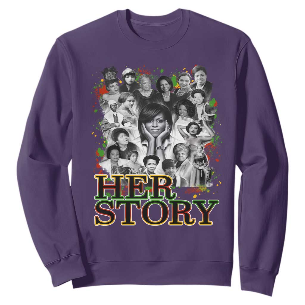 Black Women History Sweatshirt Her Story Black History Month TS11 Purple Print Your Wear