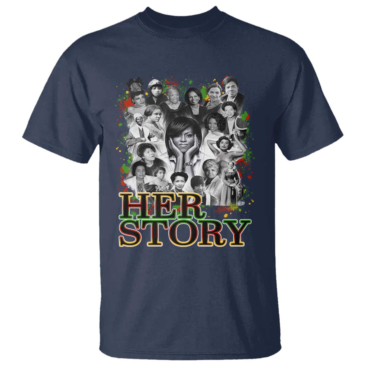 Black Women History T Shirt Her Story Black History Month TS11 Navy Print Your Wear