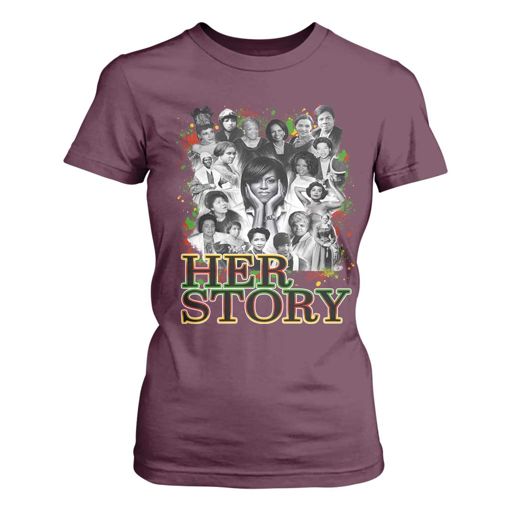 Black Women History T Shirt For Women Her Story Black History Month TS11 Maroon Print Your Wear