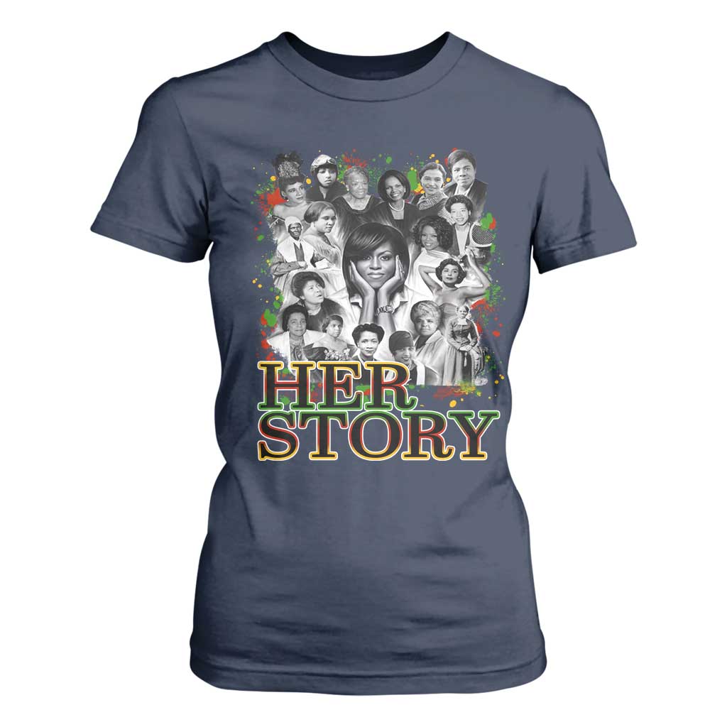 Black Women History T Shirt For Women Her Story Black History Month TS11 Navy Print Your Wear