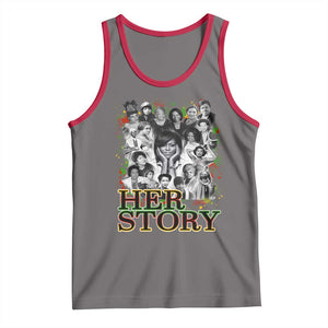 Black Women History Tank Top Her Story Black History Month TS11 Deep Heather Red Print Your Wear