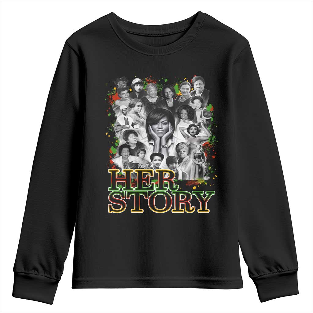 Black Women History Youth Sweatshirt Her Story Black History Month TS11 Black Print Your Wear