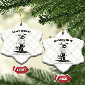 Funny Leave Society And Become A Lone Ranger Ceramic Ornament Cowboy Racoon TS11 Print Your Wear