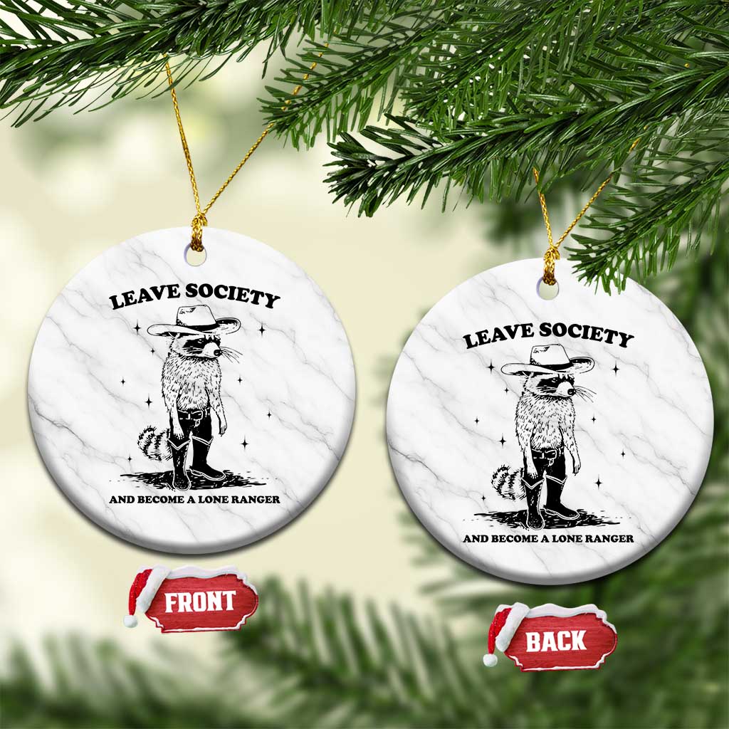 Funny Leave Society And Become A Lone Ranger Ceramic Ornament Cowboy Racoon TS11 1pc White Marble Print Your Wear