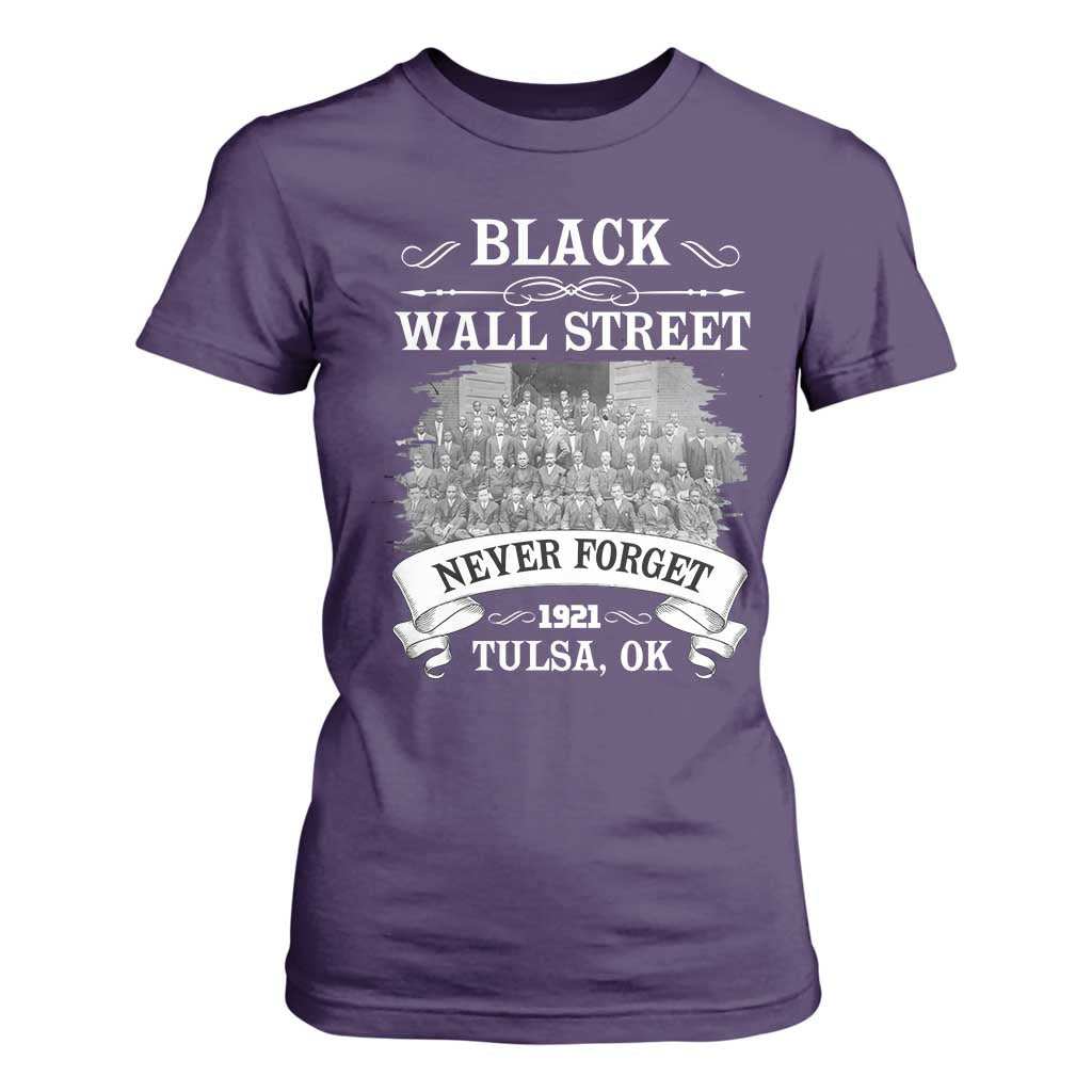 Never Forget Black Wall Street 1921 T Shirt For Women Tulsa Oklahoma Black History Month TS11 Purple Print Your Wear