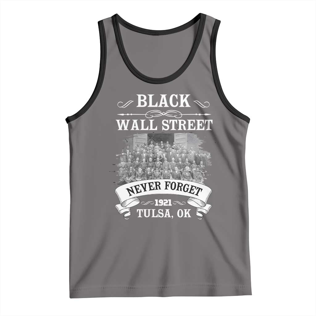 Never Forget Black Wall Street 1921 Tank Top Tulsa Oklahoma Black History Month TS11 Deep Heather Black Print Your Wear