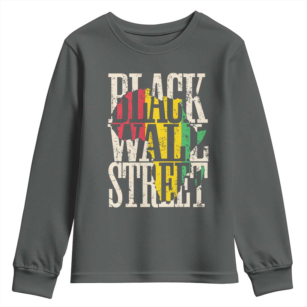 Black Wall Street Youth Sweatshirt Tulsa Oklahoma Black History Month Africa Map TS11 Dark Heather Print Your Wear