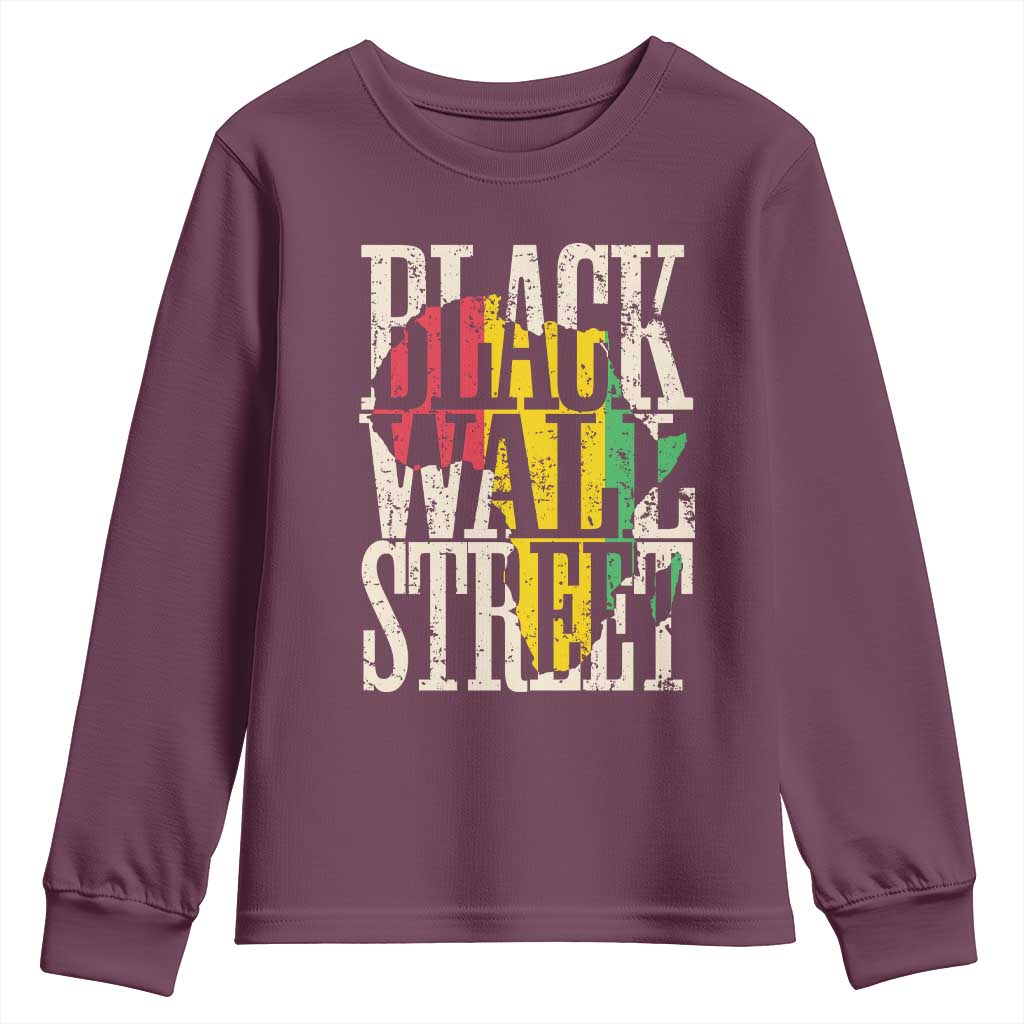 Black Wall Street Youth Sweatshirt Tulsa Oklahoma Black History Month Africa Map TS11 Maroon Print Your Wear