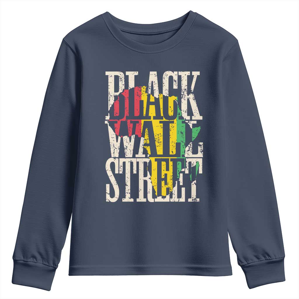 Black Wall Street Youth Sweatshirt Tulsa Oklahoma Black History Month Africa Map TS11 Navy Print Your Wear