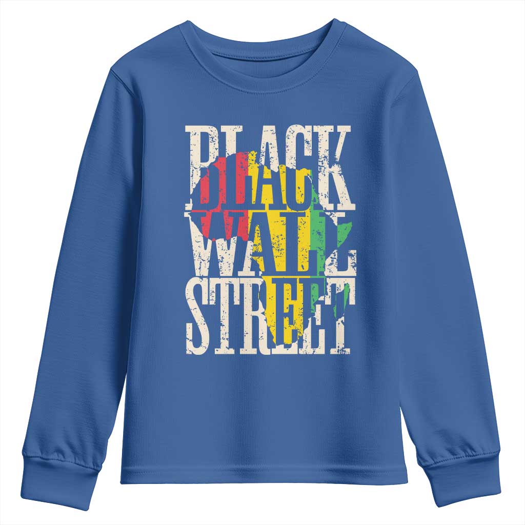 Black Wall Street Youth Sweatshirt Tulsa Oklahoma Black History Month Africa Map TS11 Royal Blue Print Your Wear