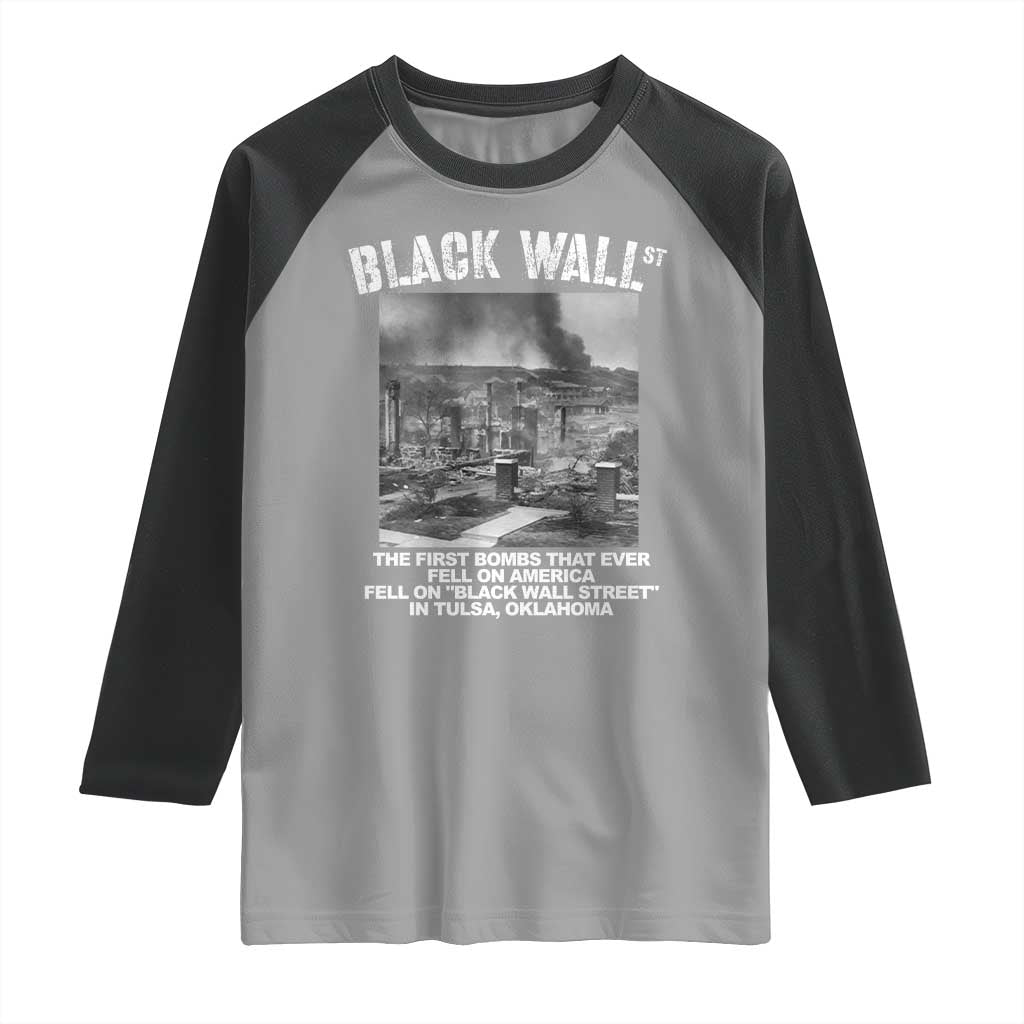 Black Wall Street First Bombs Raglan Shirt Tulsa Oklahoma Black History Month TS11 Sport Gray Black Print Your Wear