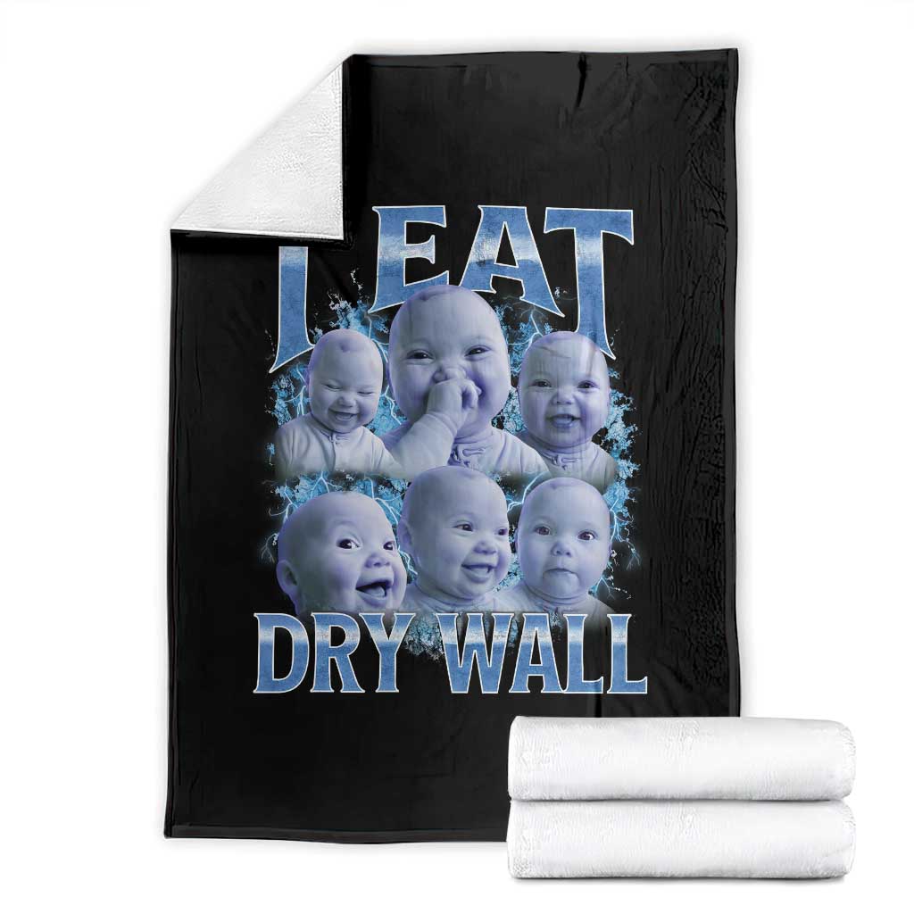 Funny AI Baby Meme Laughing Throw Blanket I Eat Dry Wall Baby Brainrot TS11 Black Print Your Wear