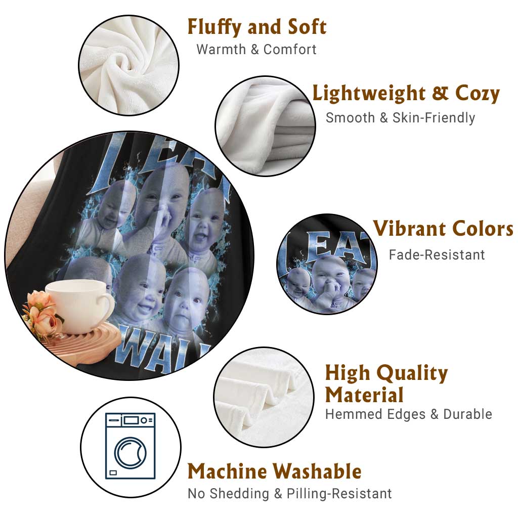 Funny AI Baby Meme Laughing Throw Blanket I Eat Dry Wall Baby Brainrot TS11 Print Your Wear