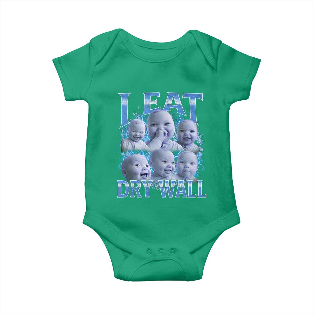 Funny AI Baby Meme Laughing Baby Onesie I Eat Dry Wall Baby Brainrot TS11 Irish Green Print Your Wear