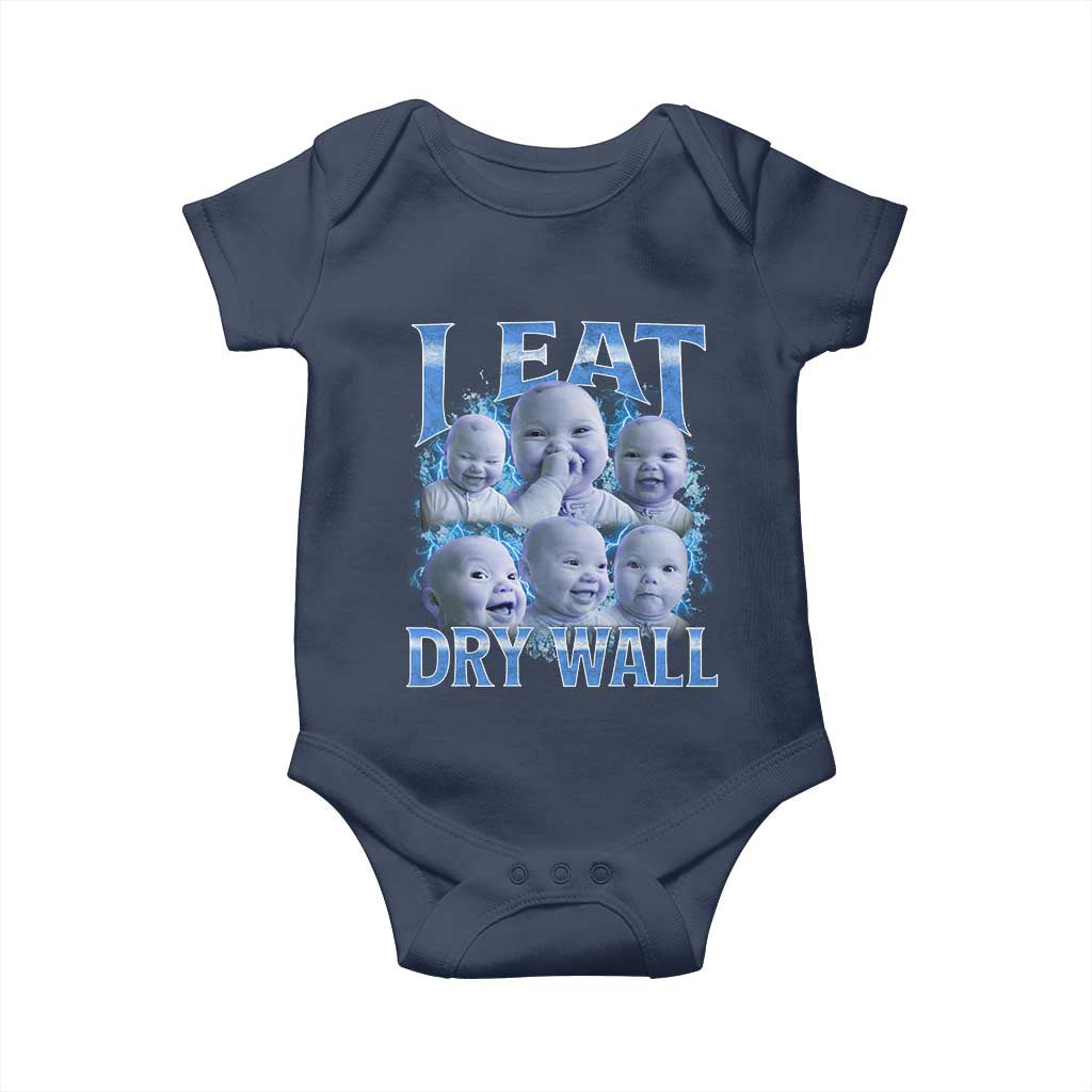 Funny AI Baby Meme Laughing Baby Onesie I Eat Dry Wall Baby Brainrot TS11 Navy Print Your Wear