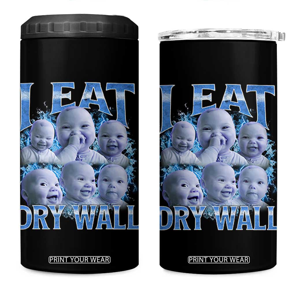 Funny AI Baby Meme Laughing 4 in 1 Can Cooler Tumbler I Eat Dry Wall Baby Brainrot TS11 One Size: 16 oz Black Print Your Wear