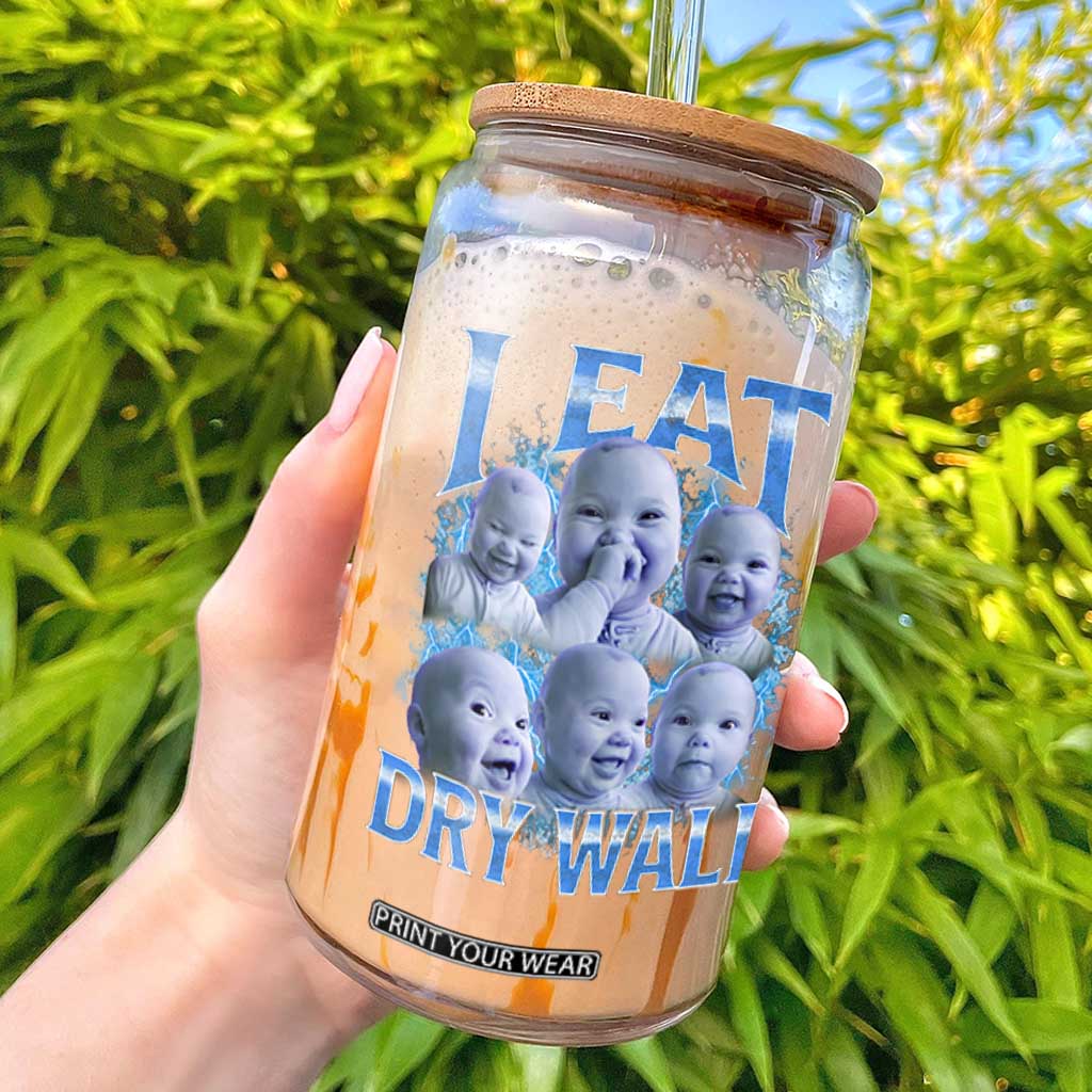 Funny AI Baby Meme Laughing Glass Can I Eat Dry Wall Baby Brainrot TS11 Black Print Your Wear