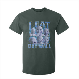 Funny AI Baby Meme Laughing T Shirt For Kid I Eat Dry Wall Baby Brainrot TS11 Dark Forest Green Print Your Wear