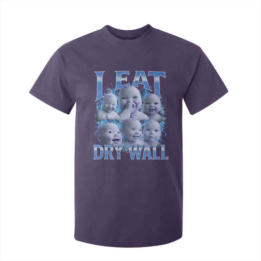 Funny AI Baby Meme Laughing T Shirt For Kid I Eat Dry Wall Baby Brainrot TS11 Purple Print Your Wear