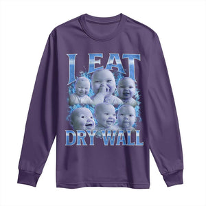 Funny AI Baby Meme Laughing Long Sleeve Shirt I Eat Dry Wall Baby Brainrot TS11 Purple Print Your Wear