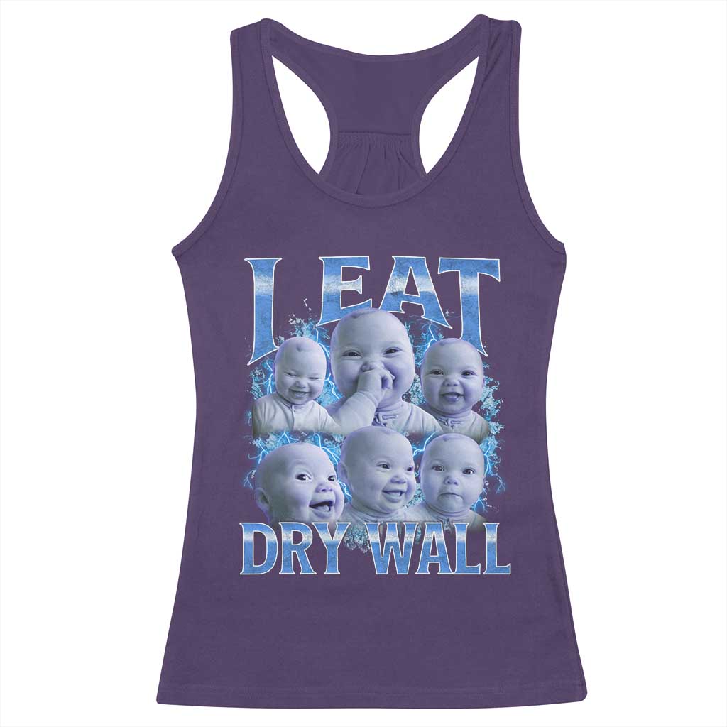 Funny AI Baby Meme Laughing Racerback Tank Top I Eat Dry Wall Baby Brainrot TS11 Purple Print Your Wear
