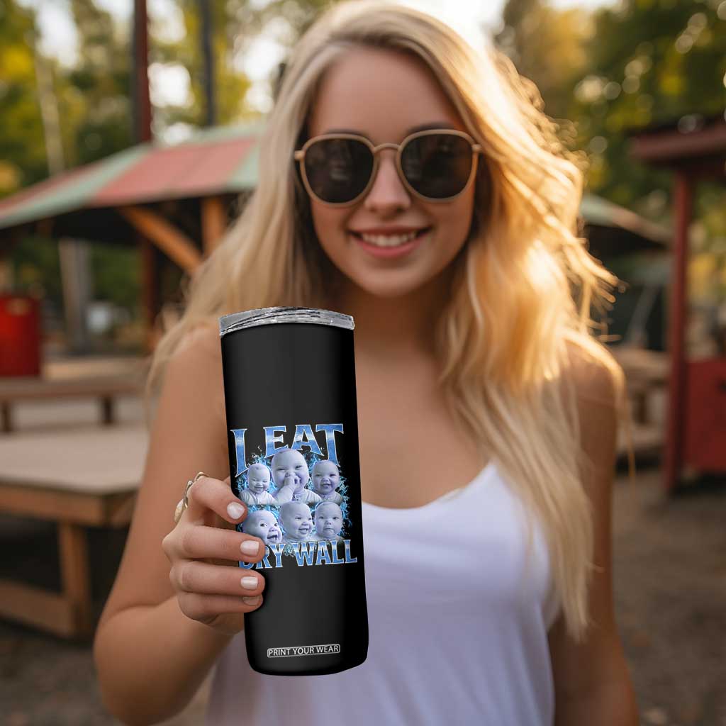 Funny AI Baby Meme Laughing Skinny Tumbler I Eat Dry Wall Baby Brainrot TS11 Print Your Wear