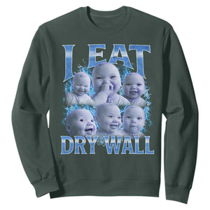 Funny AI Baby Meme Laughing Sweatshirt I Eat Dry Wall Baby Brainrot TS11 Dark Forest Green Print Your Wear