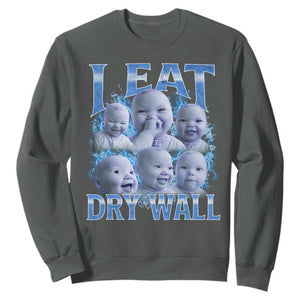 Funny AI Baby Meme Laughing Sweatshirt I Eat Dry Wall Baby Brainrot TS11 Dark Heather Print Your Wear