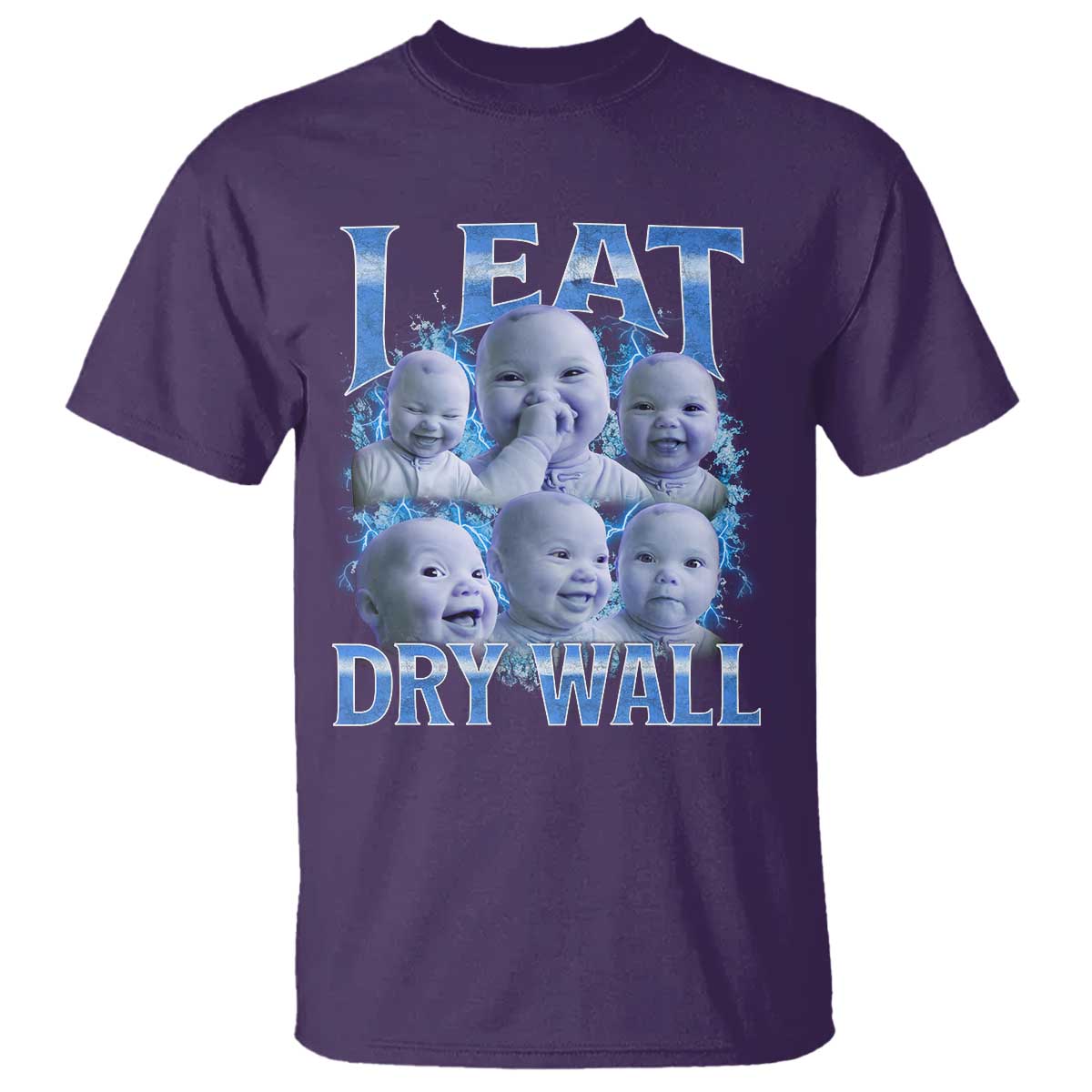 Funny AI Baby Meme Laughing T Shirt I Eat Dry Wall Baby Brainrot TS11 Purple Print Your Wear