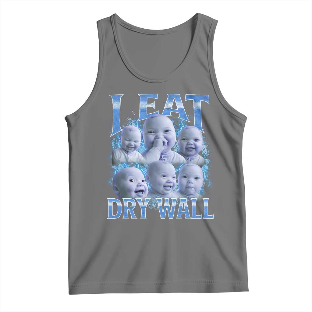 Funny AI Baby Meme Laughing Tank Top I Eat Dry Wall Baby Brainrot TS11 Black Heather Print Your Wear