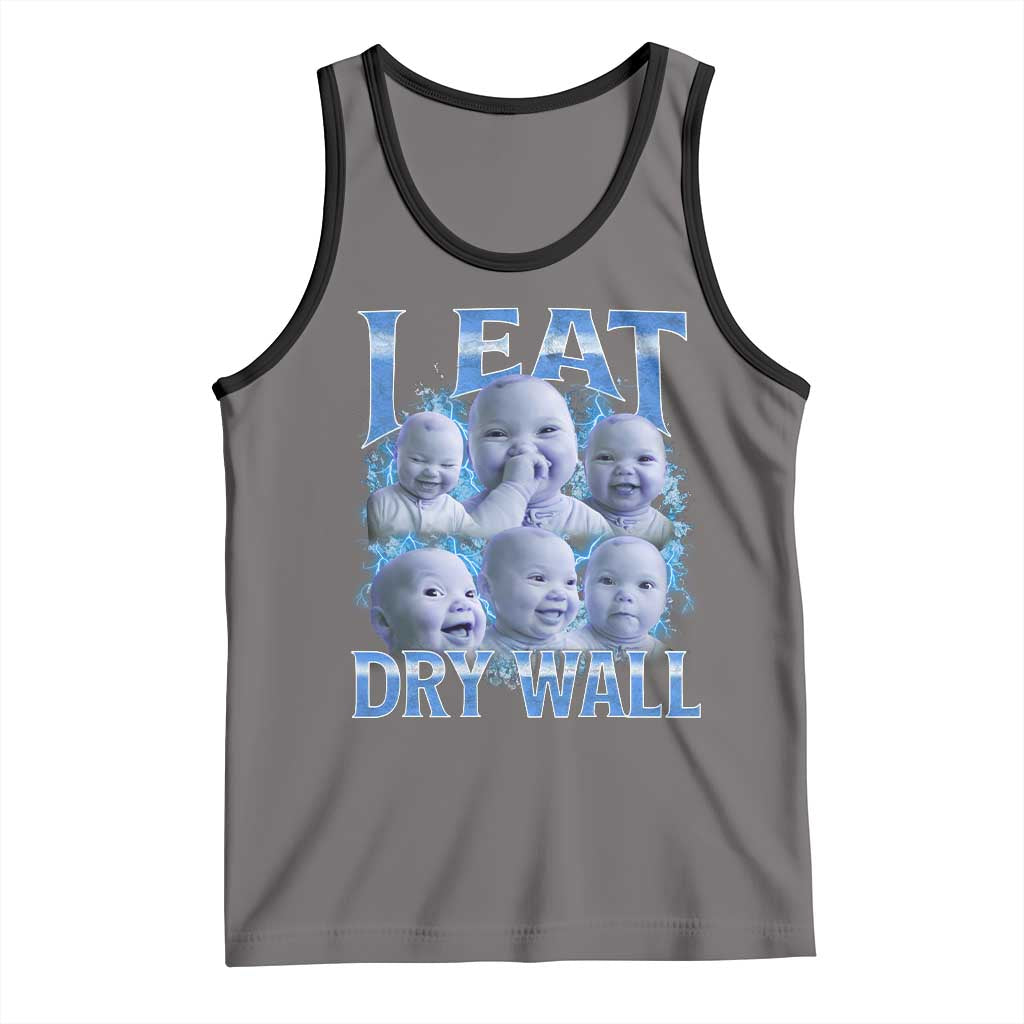Funny AI Baby Meme Laughing Tank Top I Eat Dry Wall Baby Brainrot TS11 Deep Heather Black Print Your Wear