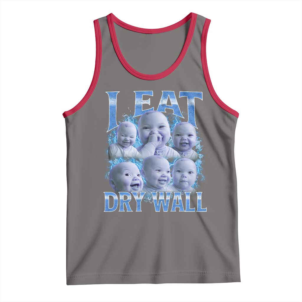 Funny AI Baby Meme Laughing Tank Top I Eat Dry Wall Baby Brainrot TS11 Deep Heather Red Print Your Wear
