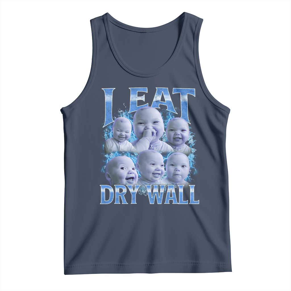 Funny AI Baby Meme Laughing Tank Top I Eat Dry Wall Baby Brainrot TS11 Navy Print Your Wear