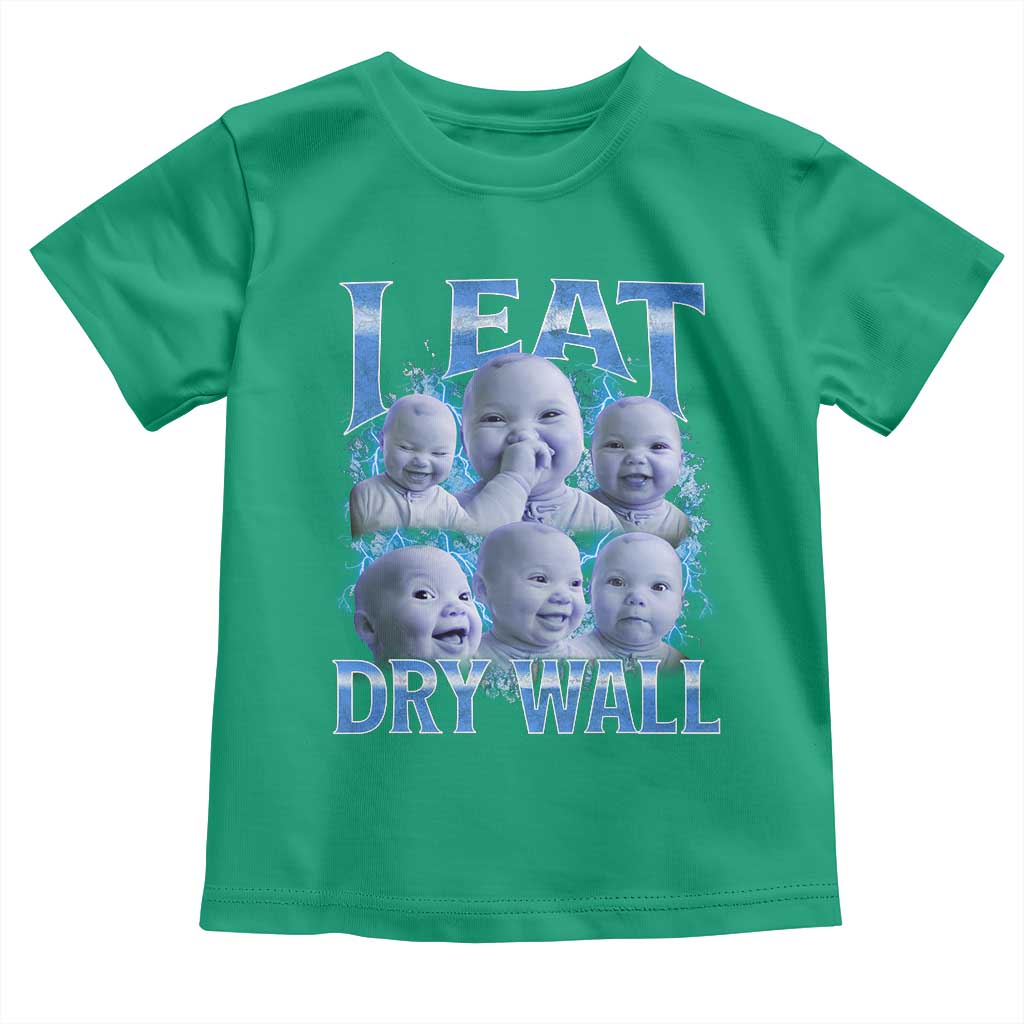 Funny AI Baby Meme Laughing Toddler T Shirt I Eat Dry Wall Baby Brainrot TS11 Irish Green Print Your Wear