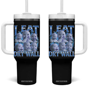 Funny AI Baby Meme Laughing Tumbler With Handle I Eat Dry Wall Baby Brainrot TS11 One Size: 40 oz Black Print Your Wear