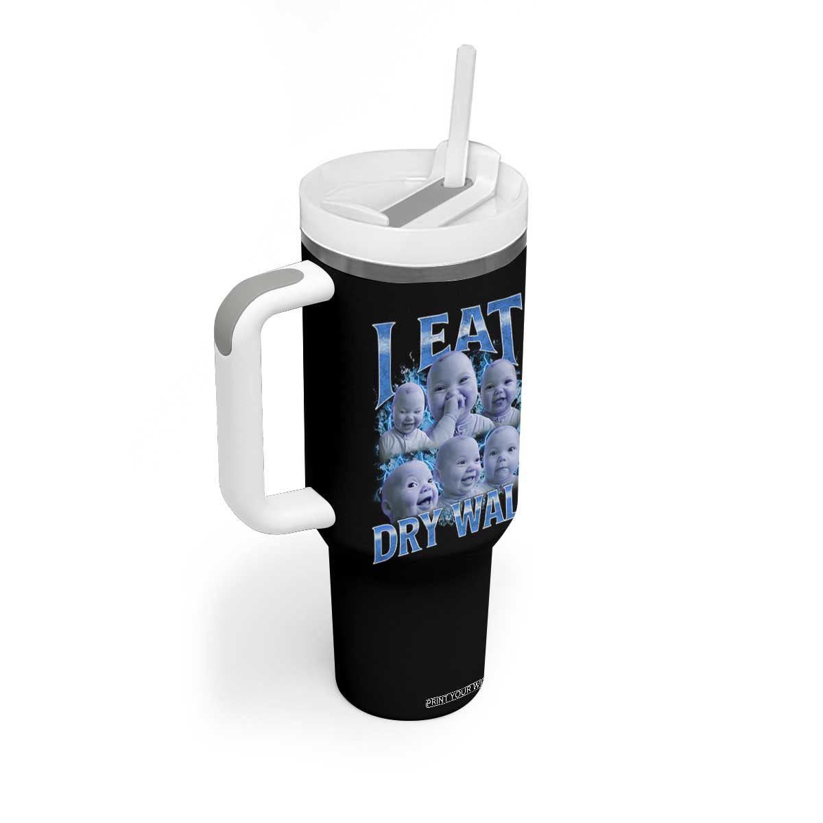Funny AI Baby Meme Laughing Tumbler With Handle I Eat Dry Wall Baby Brainrot TS11 Print Your Wear