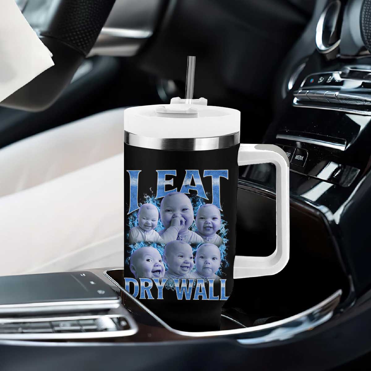 Funny AI Baby Meme Laughing Tumbler With Handle I Eat Dry Wall Baby Brainrot TS11 Print Your Wear