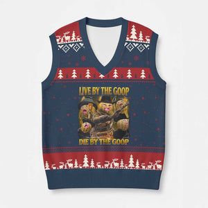 Funny Live By The Goop Die By The Goop V-Neck Knit Sweater Vest TS11 Navy Red Print Your Wear