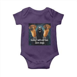 Today I Will Eat Two Corn Dogs Skeleton Meme Baby Onesie TS11 Purple Print Your Wear
