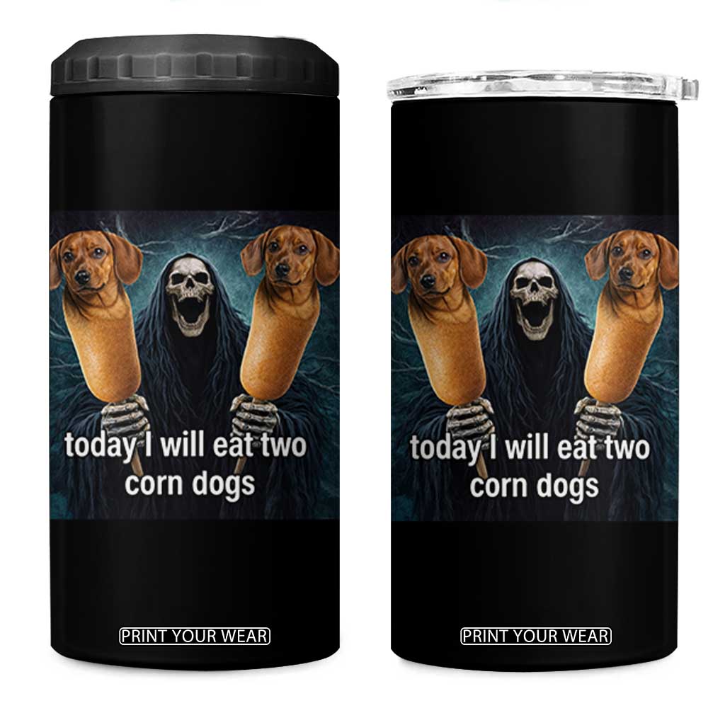Today I Will Eat Two Corn Dogs Skeleton Meme 4 in 1 Can Cooler Tumbler TS11 One Size: 16 oz Black Print Your Wear
