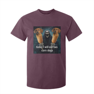 Today I Will Eat Two Corn Dogs Skeleton Meme T Shirt For Kid TS11 Maroon Print Your Wear