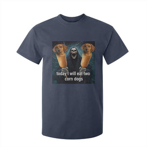 Today I Will Eat Two Corn Dogs Skeleton Meme T Shirt For Kid TS11 Navy Print Your Wear