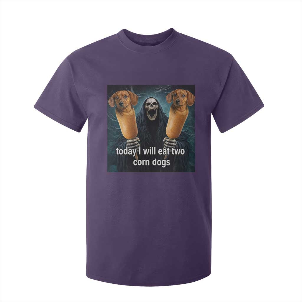 Today I Will Eat Two Corn Dogs Skeleton Meme T Shirt For Kid TS11 Purple Print Your Wear