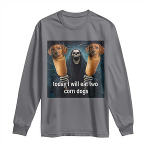 Today I Will Eat Two Corn Dogs Skeleton Meme Long Sleeve Shirt TS11 Charcoal Print Your Wear
