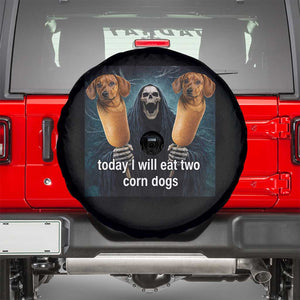 Today I Will Eat Two Corn Dogs Skeleton Meme Spare Tire Cover TS11 Black Print Your Wear