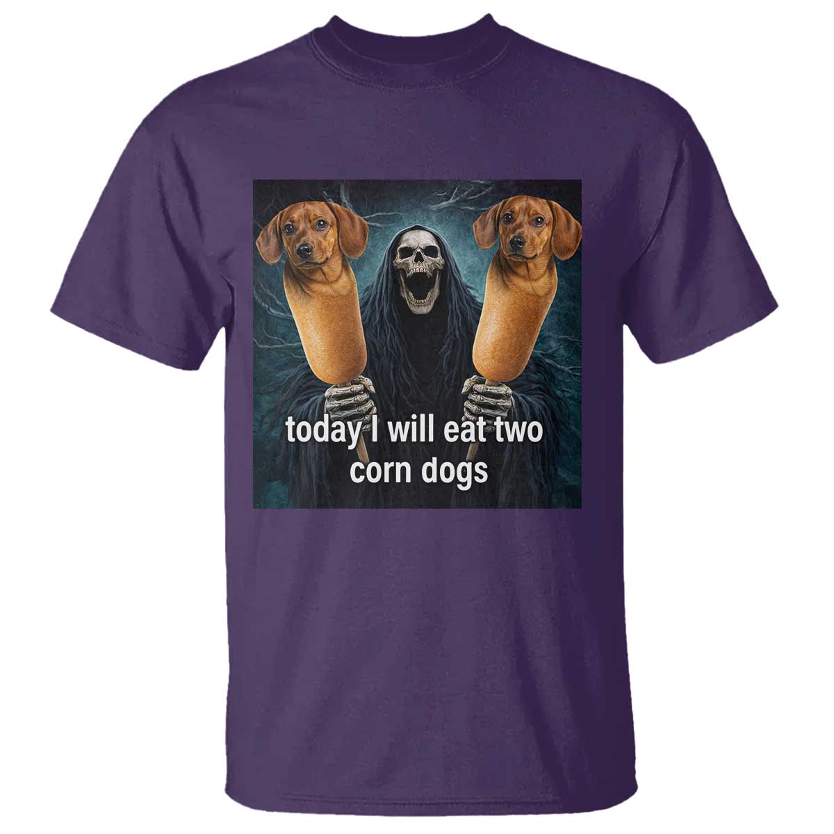 Today I Will Eat Two Corn Dogs Skeleton Meme T Shirt TS11 Purple Print Your Wear