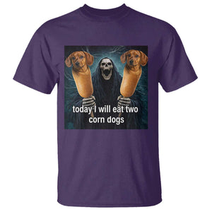 Today I Will Eat Two Corn Dogs Skeleton Meme T Shirt TS11 Purple Print Your Wear