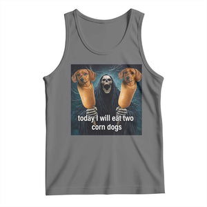 Today I Will Eat Two Corn Dogs Skeleton Meme Tank Top TS11 Black Heather Print Your Wear