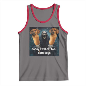 Today I Will Eat Two Corn Dogs Skeleton Meme Tank Top TS11 Deep Heather Red Print Your Wear