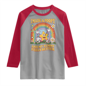 I Made A Poopy And My Tummy Feels Better Raglan Shirt Funny Inappropriate Vacation Swap Adult TS11 Sport Gray Red Print Your Wear